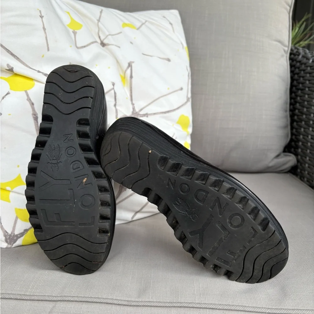 Fly London Black Leather Flats with Durable Sole - Picture 8 of 8